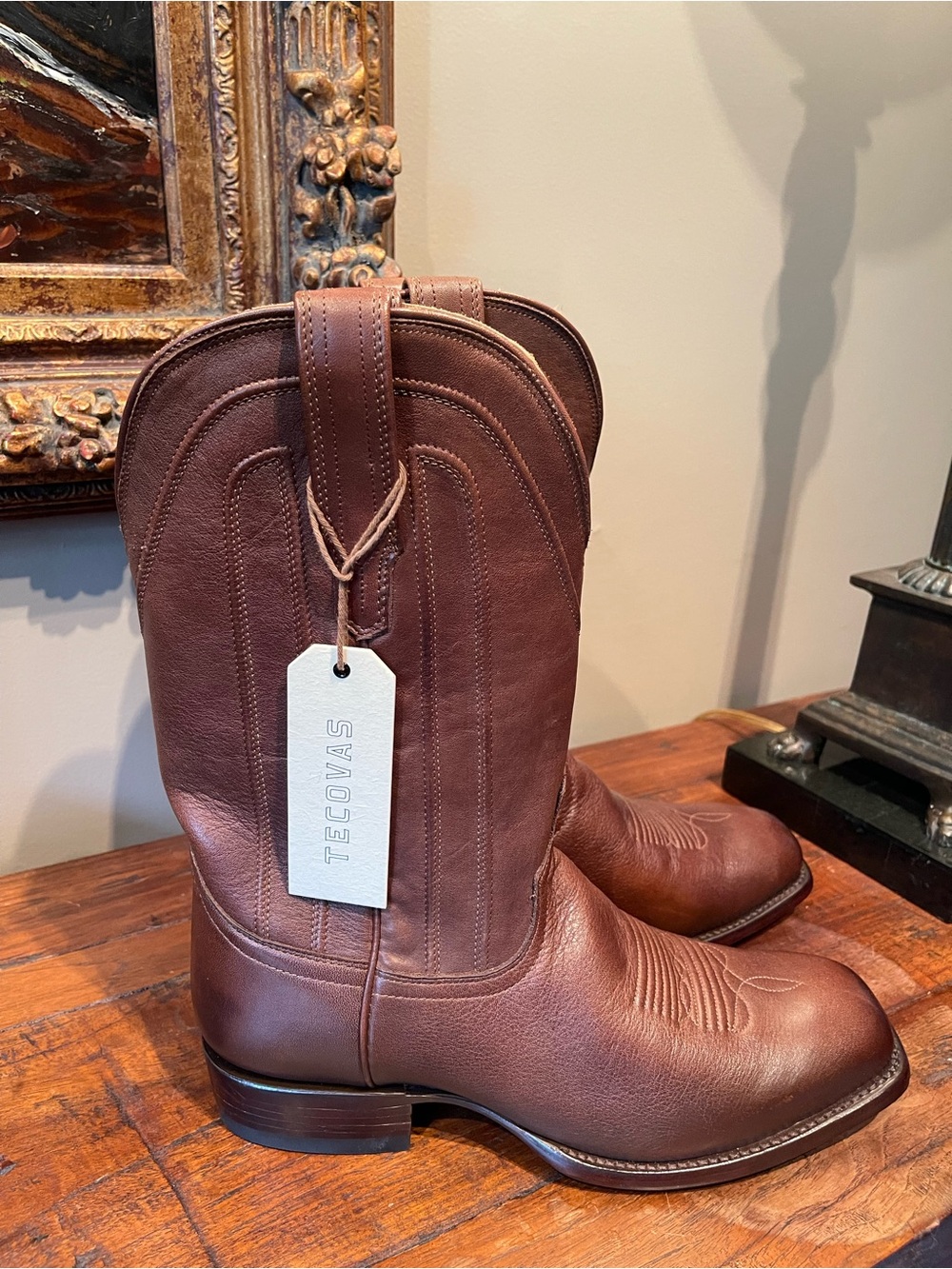 Tecovas Jackson Brown Premium Leather Square Toe Western Boots NWOB